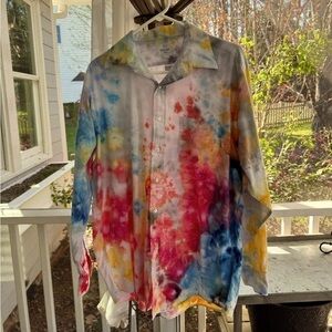 Hand Crafted Brooks Brothers Tie Dye button down shirt MENS 16 1/2 34 super nice